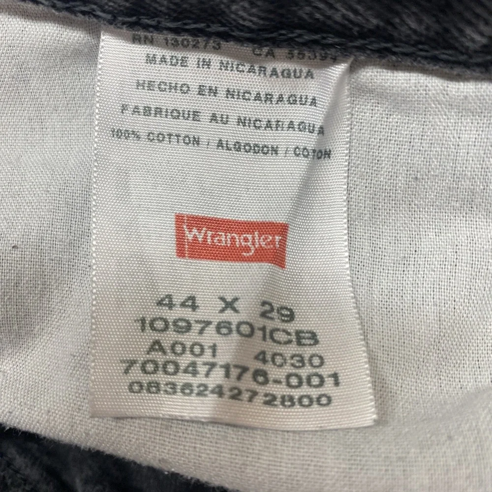 Wrangler Jeans Men 44x29 Black Denim 100% Cotton Straight Workwear Western